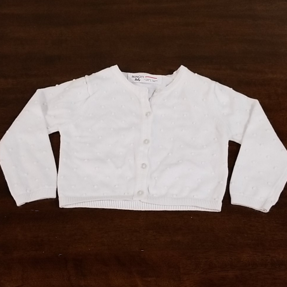 Minoti baby white cardigan sz 18-24m EUC